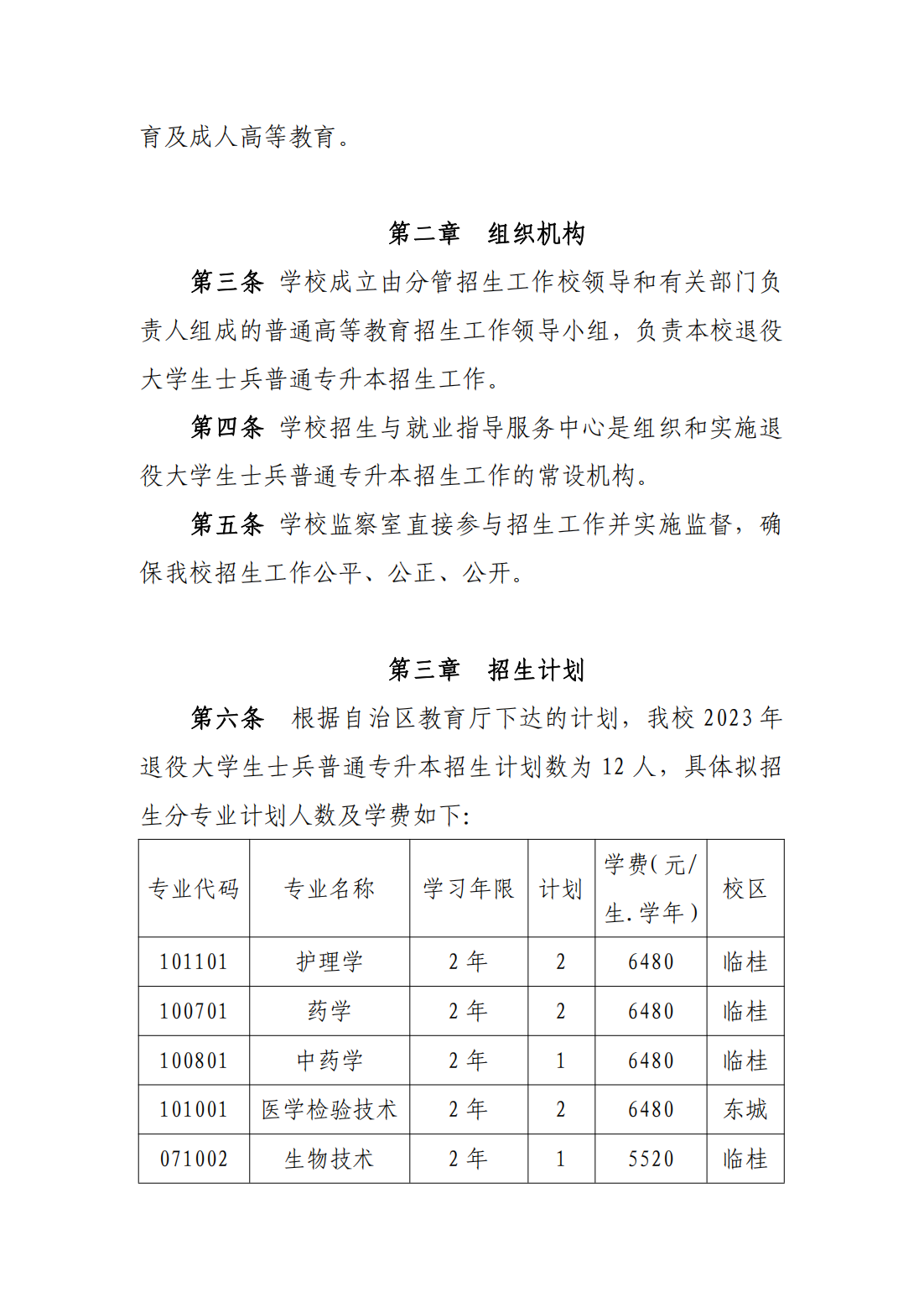 桂林医学院2023年退役大学生士兵 普通专升本招生简章